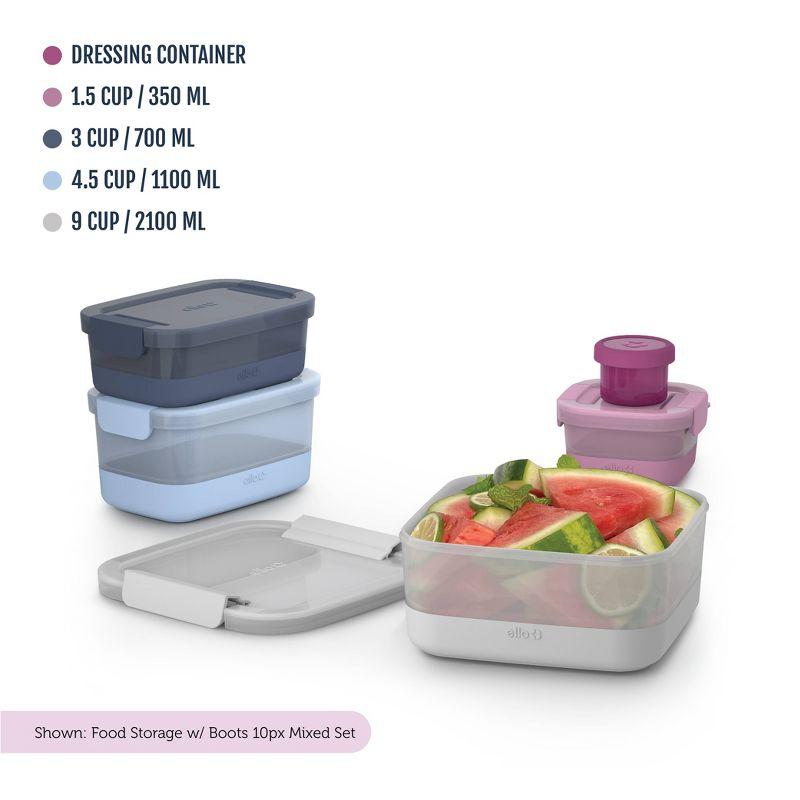 Ello 10pc Plastic Food Storage Container Set with Skid Free Soft Base: Multicolored, Dishwasher-Safe, 5 Containers with Lids