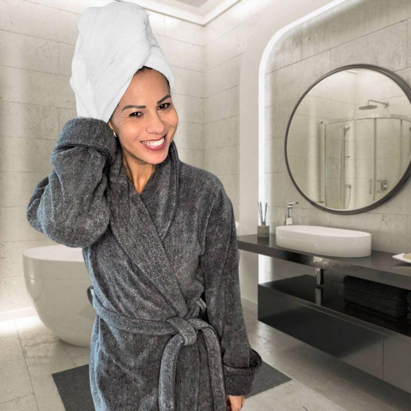 BedVoyage S/M Melange Viscose From Bamboo Cotton Bath Robe Charcoal