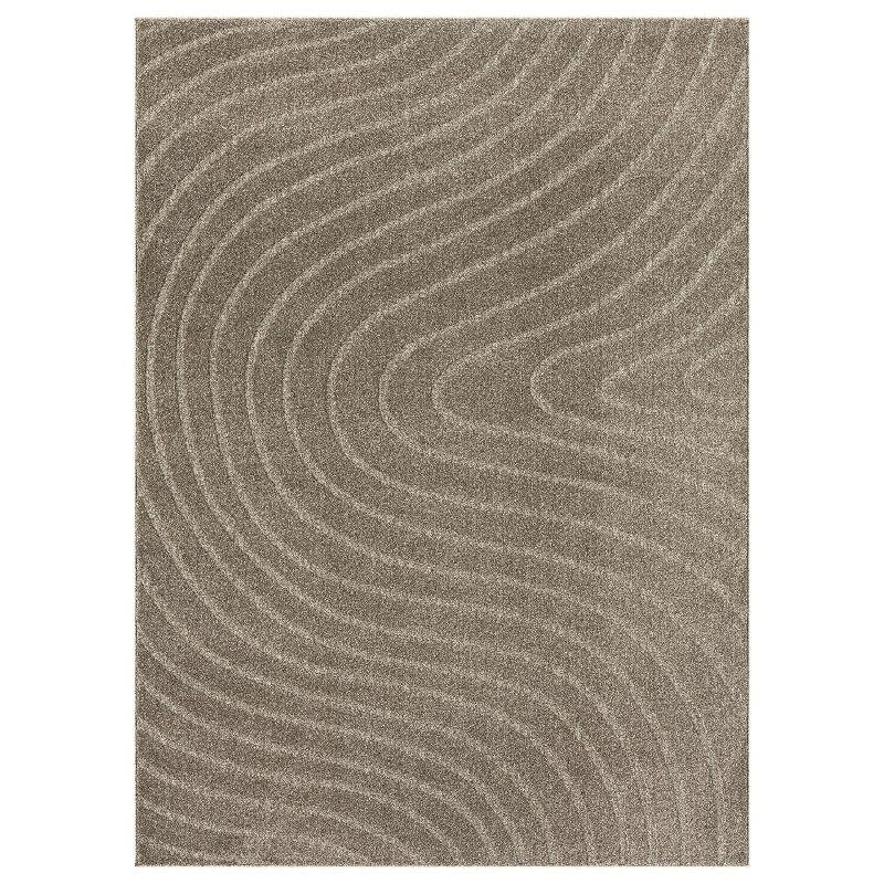 Luxe Weavers Modern Geometric Wave Taupe 5x7 Area Rug
