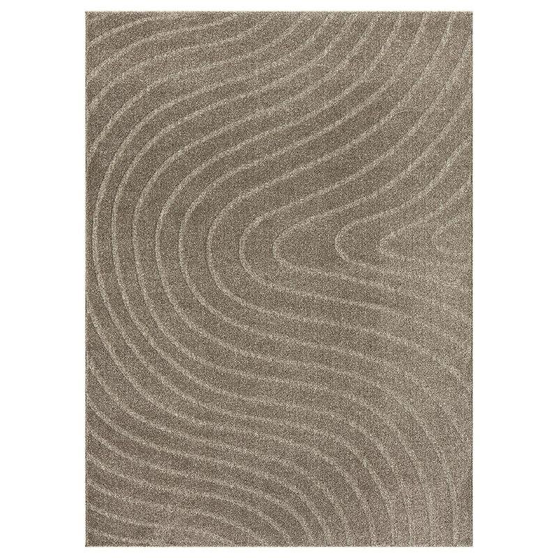 Taupe Geometric Synthetic 5' x 7' Easy-Care Area Rug