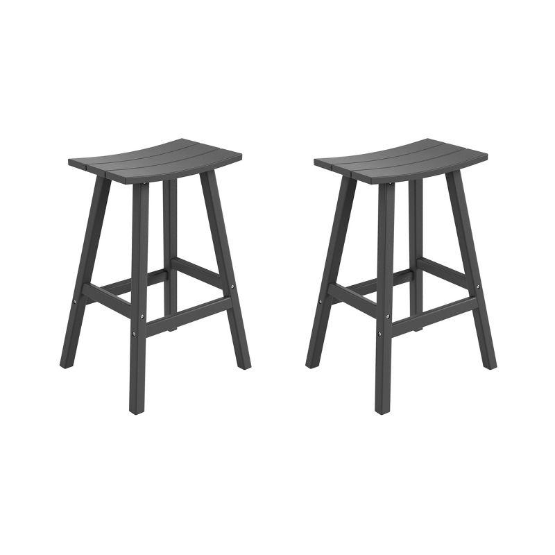 Gray 29" HDPE Outdoor Patio Bar Stool Set