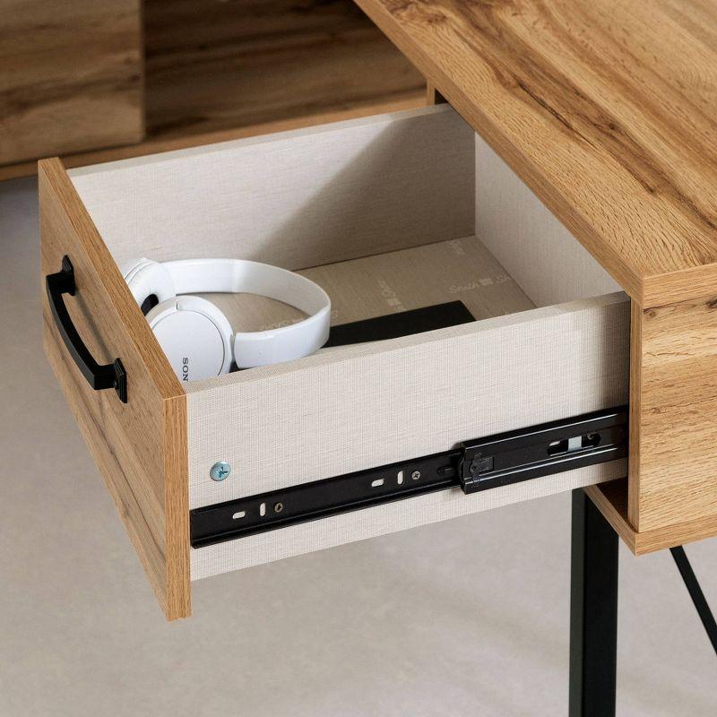 South Shore L-Shaped Desk with Laminated Particleboard Nordik Oak: Home Office Furniture, File Storage