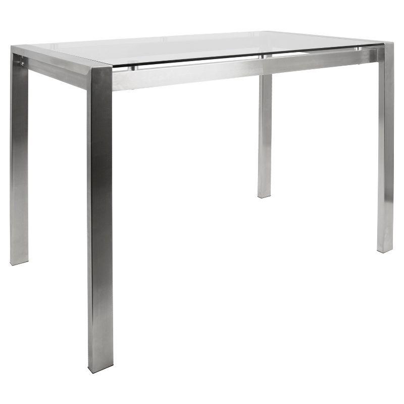 CounterHeight Table Stainless Steel - LumiSource: Contemporary Glass Top, Seats 6, Metal Frame