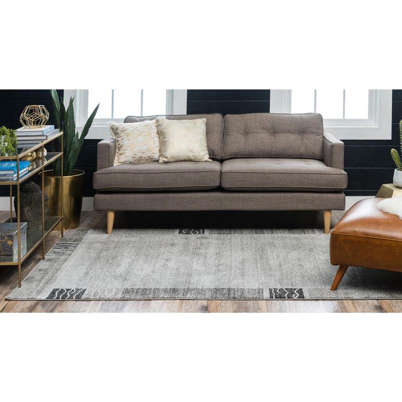 Unique Loom Del Mar Collection Area Rug - Sarah (9'  x 12' Rectangle Light Gray/Gray)