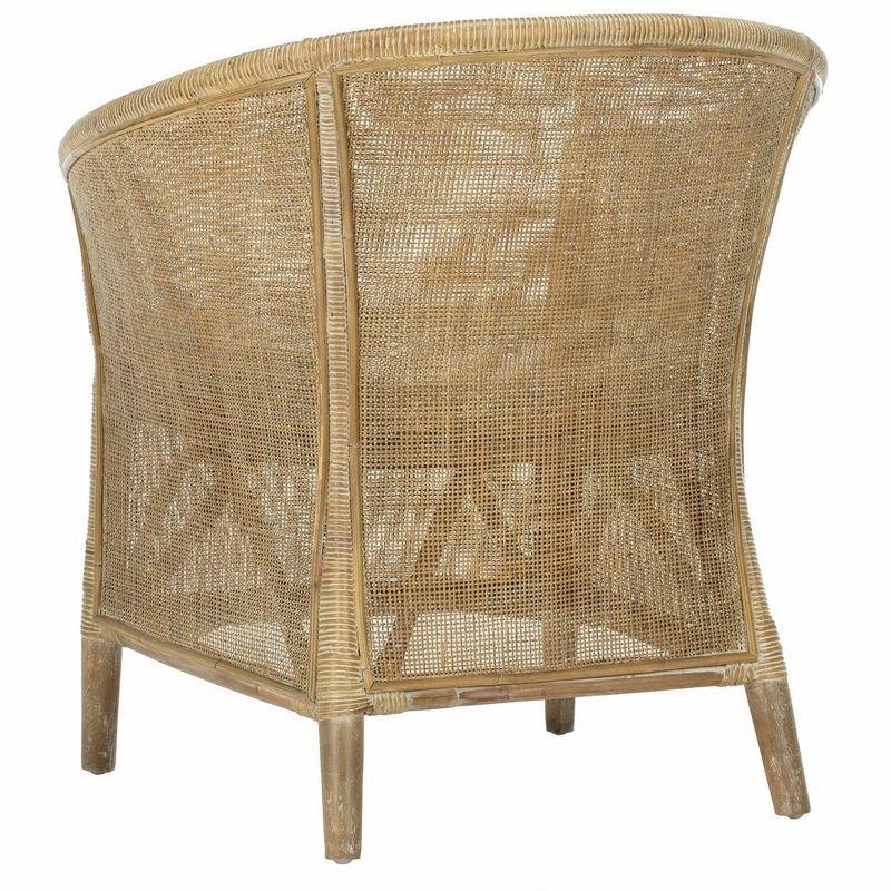 Alexana Rattan Armchair - White Wash/White Cushion - Safavieh