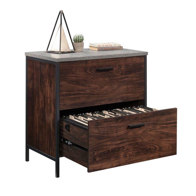 Rich Walnut and Slate Gray 2-Drawer Lockable Lateral File Cabinet