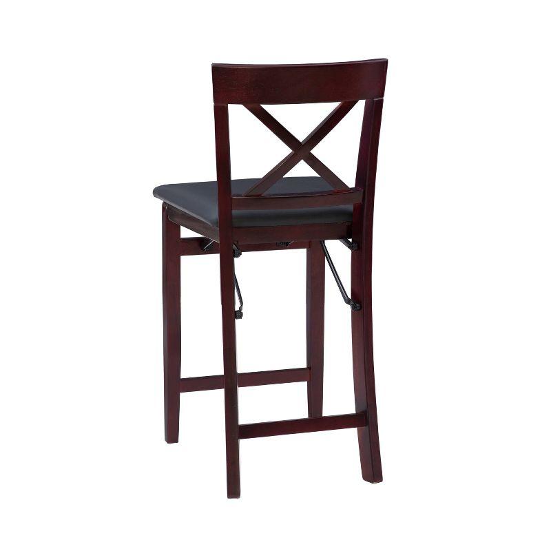 Triena X Back Faux Leather Folding Counter Height Barstool Espresso - Linon: Padded Seat, 24" High