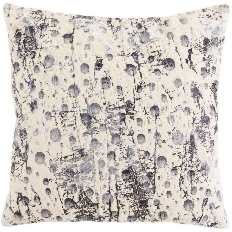 White Faux Fur Abstract Pattern Square Pillow Set