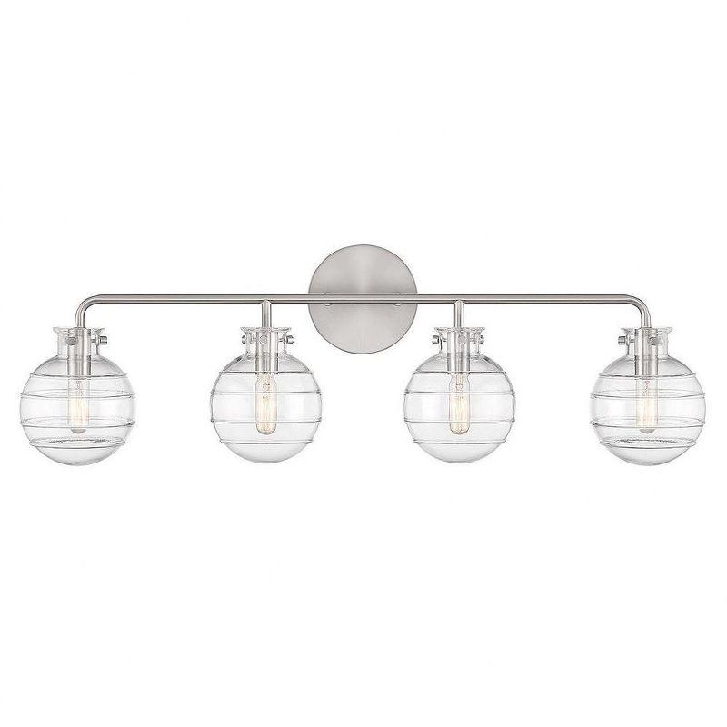 Satin Nickel 4-Light Vanity with Clear Swirl Glass Shades