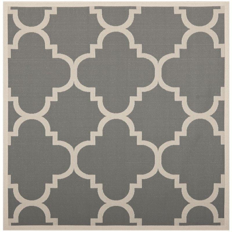 Courtyard CY6243 Power Loomed Indoor and Outdoor Area Rug - Grey/Beige - 4'x4' - Safavieh