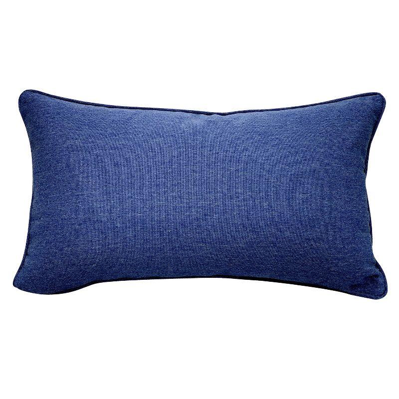 Rightside Design Indigo Series Seahorse Pattern Embroidered Outdoor Olefin Throw Pillow