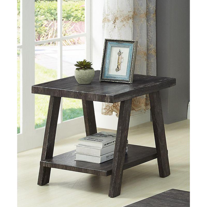 Roundhill Furniture Athens Contemporary Replicated Wood Shelf End Table in Charcoal Finish