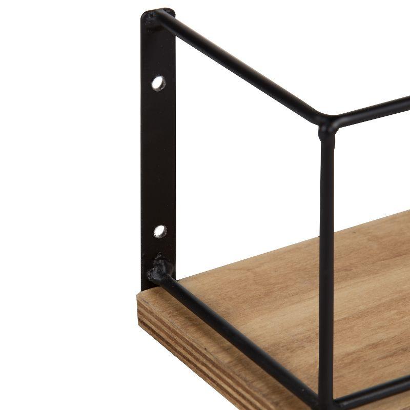 24" x 4" 2pc Decorative Wall Shelf Set Brown/Black - Uniek: Kate & Laurel No Assembly, Wood & Metal