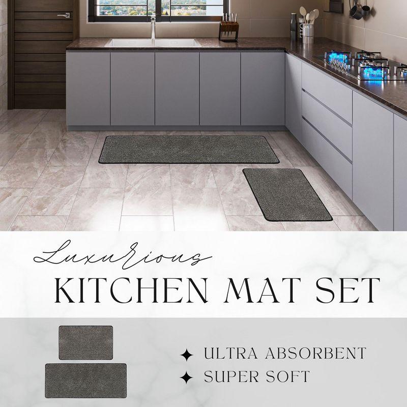 Speckled Kitchen Rug Set - 20x32 & 20x48 Inches Kitchen Mats, Super Soft, (Set of 2)