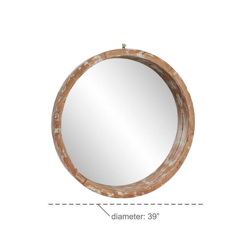 Olivia & May Vintage Wall Mirror Brown: Round Wood Frame, No Assembly, Spot Clean, 39.5" Diameter