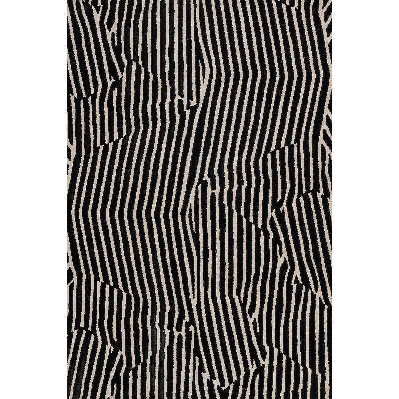 Momeni 5'3"x7'6" Xander Everly Machine Loomed Area Rug Black: Geometric Pattern, Low Pile, Indoor Use, Polyester & Polypropylene