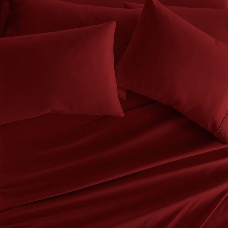 Solid 6 Piece Sheet Set - Ultra Soft - Becky Cameron (Extra Pillow Cases!), Burgundy, King