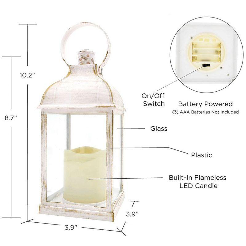 Kate Aspen LED Vintage Decorative White Lantern - Marrakesh (Set of 2) | 18214WT-2set