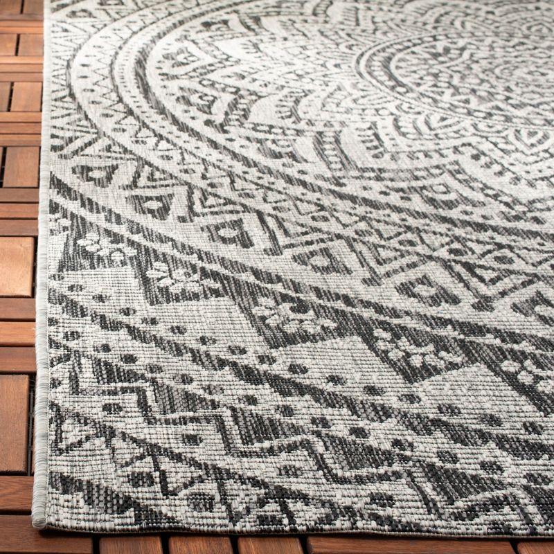 Light Grey and Black Geometric 8' x 10' Indoor/Outdoor Area Rug