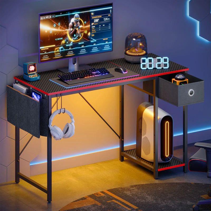 Bestier 47 Inch LED Computer Desk with Storage Drawer