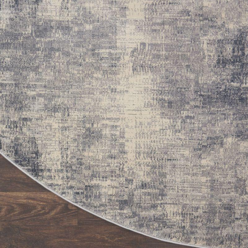 Nourison Rustic Textures Contemporary Abstract Indoor Area Rug Blue/Ivory 7'10" x round