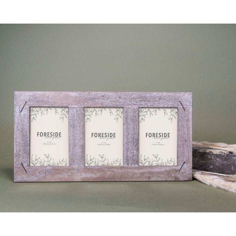 4 x 6 inch Decorative Distressed Wood Picture Frame with Nail Accents - Holds 3 4x6 Photos - Foreside Home & Garden