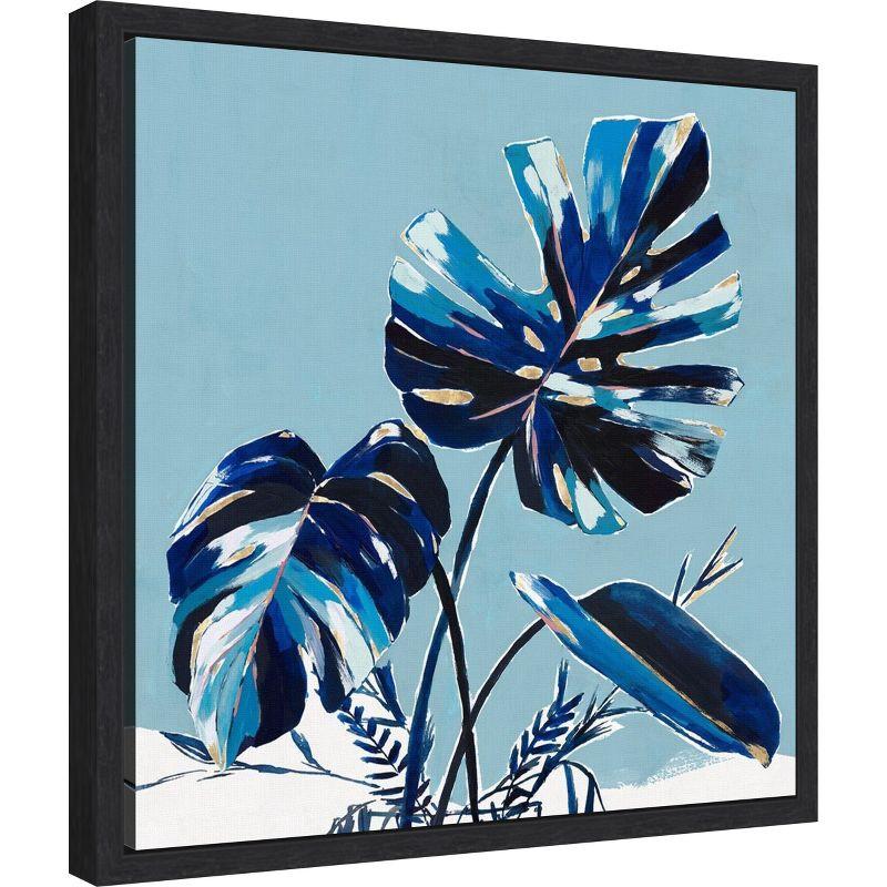 Amanti Art Villa Palms I (Blue Monstera) by Isabelle Z Canvas Wall Art Print Framed 16 x 16-in.