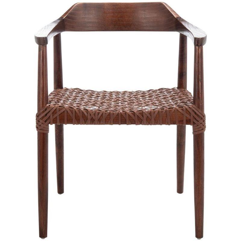Munro Leather Woven Accent Chair - ACH1005 - Walnut/Cognac - Safavieh