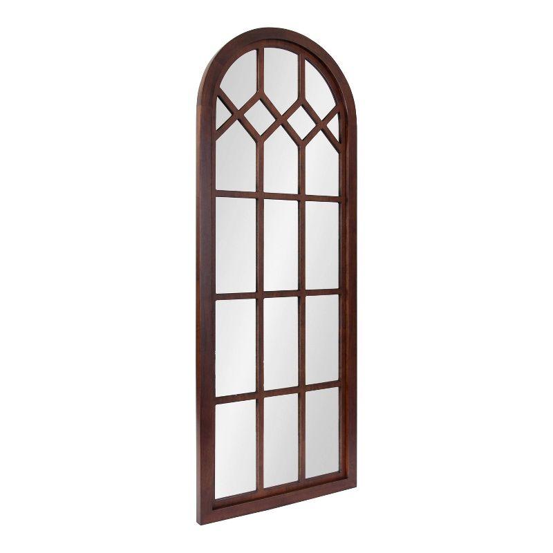 18" x 47" Gilcrest Windowpane Wall Mirror Walnut Brown - Kate & Laurel All Things Decor: Arched, Decorative, Large Window Pane, Tall