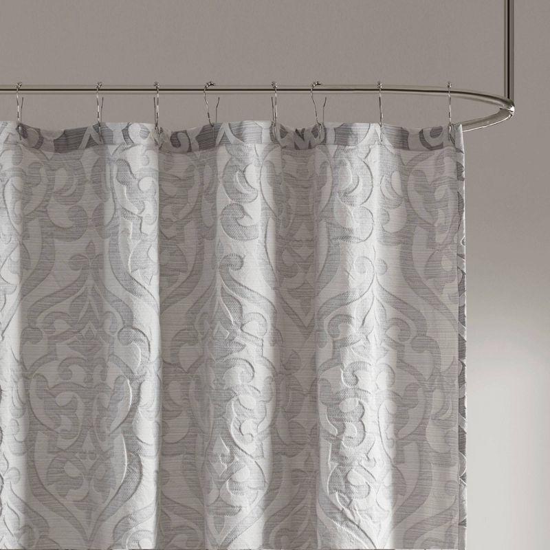 72"x72" Silver Damask Jacquard Shower Curtain