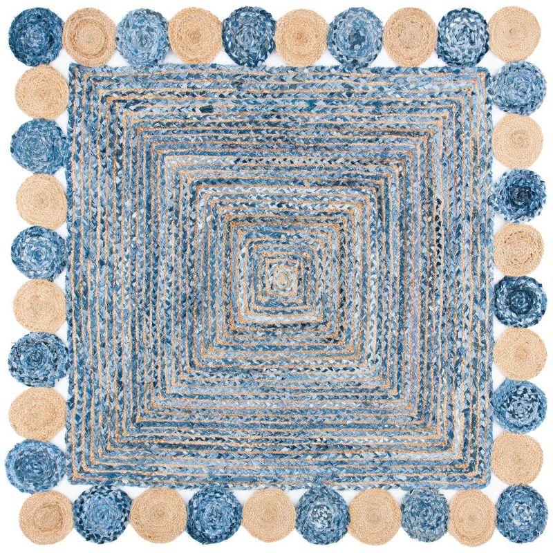 Cape Cod CAP201 Woven Indoor Area Rug - Blue/Beige - 6'x6' - Safavieh