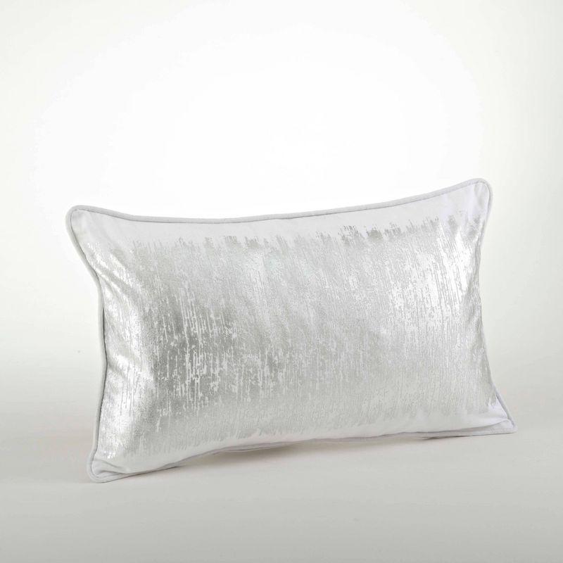 Silver Metallic Banded Cotton Throw Pillow