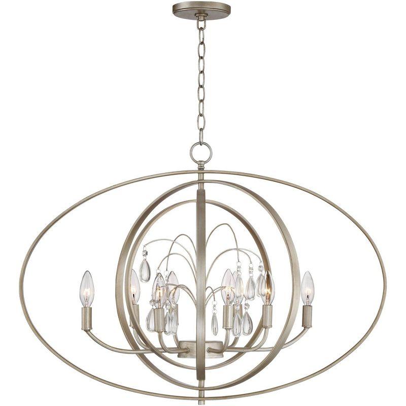 Possini Euro Design Tiller Champagne Satin Silver Pendant Chandelier 31 1/2" Wide Modern Open Orb Frame 8-Light Fixture for Dining Room Kitchen Island