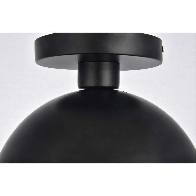 Elegant Lighting Eclipse 1 Light Black Flush Mount With Frosted White Glass