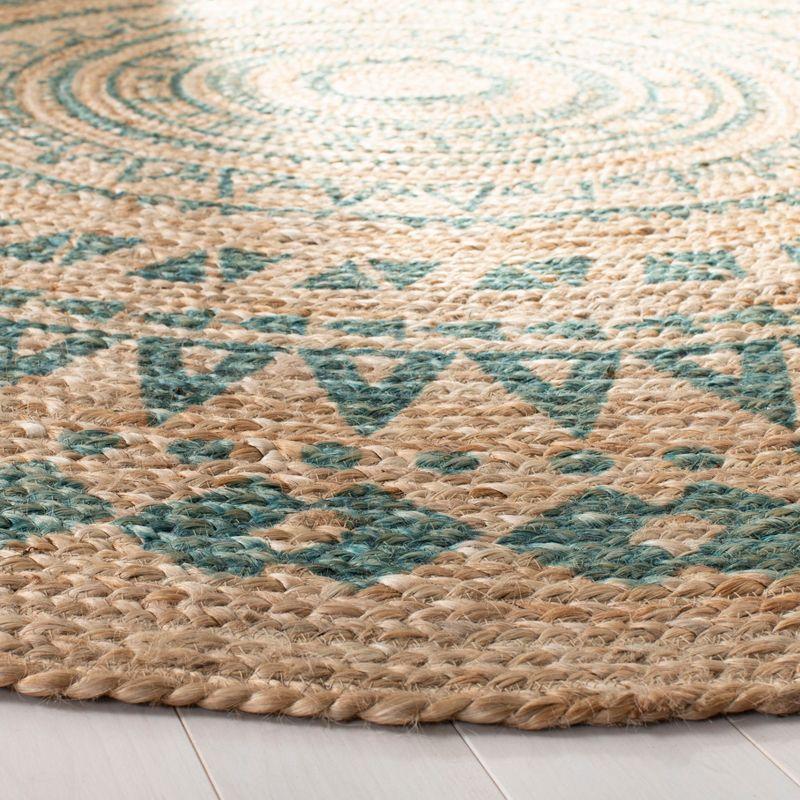 Natural Fiber NF802 Hand Woven Indoor Area Rug - Aqua/Natural - 3' Round - Safavieh