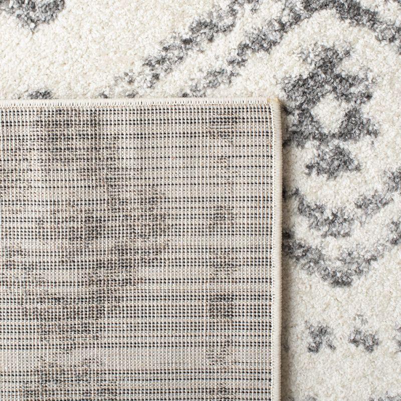 Boho-Chic Light Grey & Ivory Hand-Knotted 9' x 12' Synthetic Area Rug