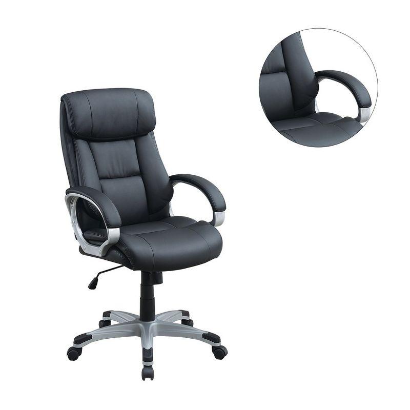 Ergonomic High-Back Swivel Office Chair with Leatherette Padded Armrests, Black