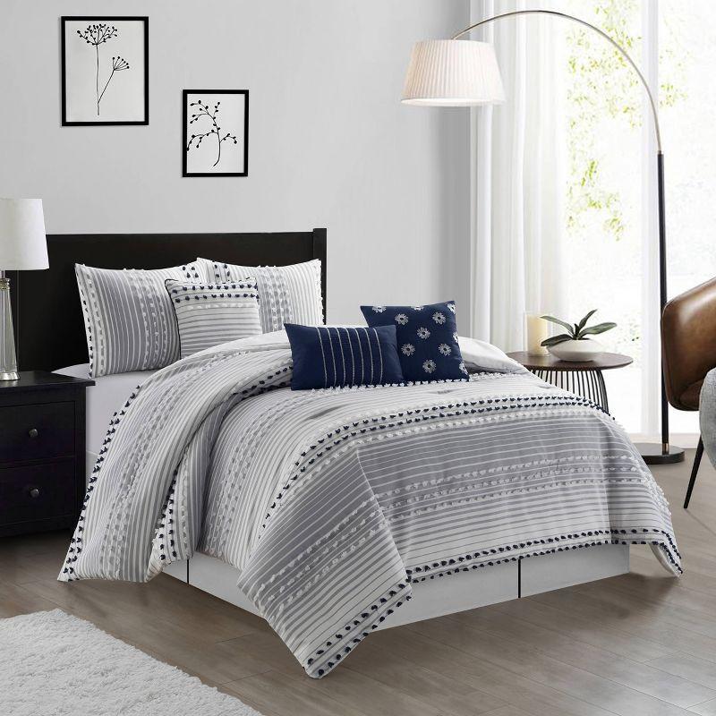 Nanshing America, Inc Clarion Pink 7 Piece Chic Striped Comforter Set