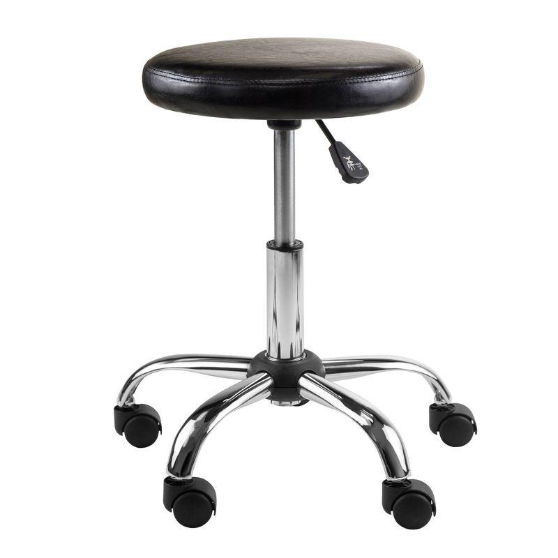 Clark Adjustable Height Swivel Bar Stool with Cushion Black - Winsome: Chrome Base, Office & Desk Chair with Casters