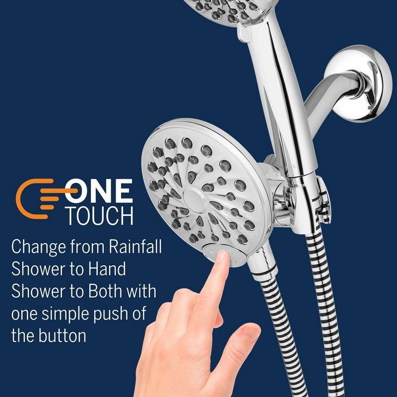 Push Button Combination Shower Head - Waterpik: 7-Setting, Chrome-Plated, EPA WaterSense, 1.8 GPM