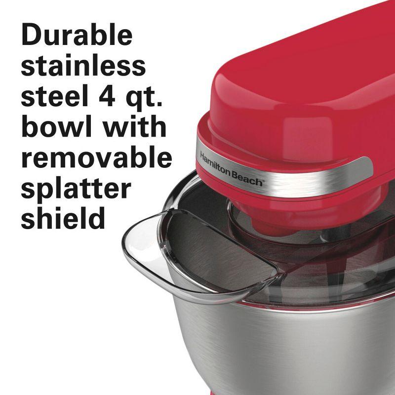 Hamilton Beach® 7-Speed 4-Quart Electric Stand Mixer with Splash Guard, Dough Hook, Flat Beater, and Whisk Attachments