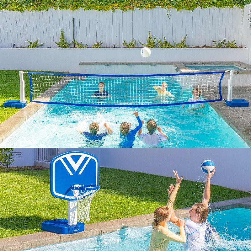 GoSports Splash Hoop 2-in-1 Pool Basketball Hoop & Volleyball Net Game Set