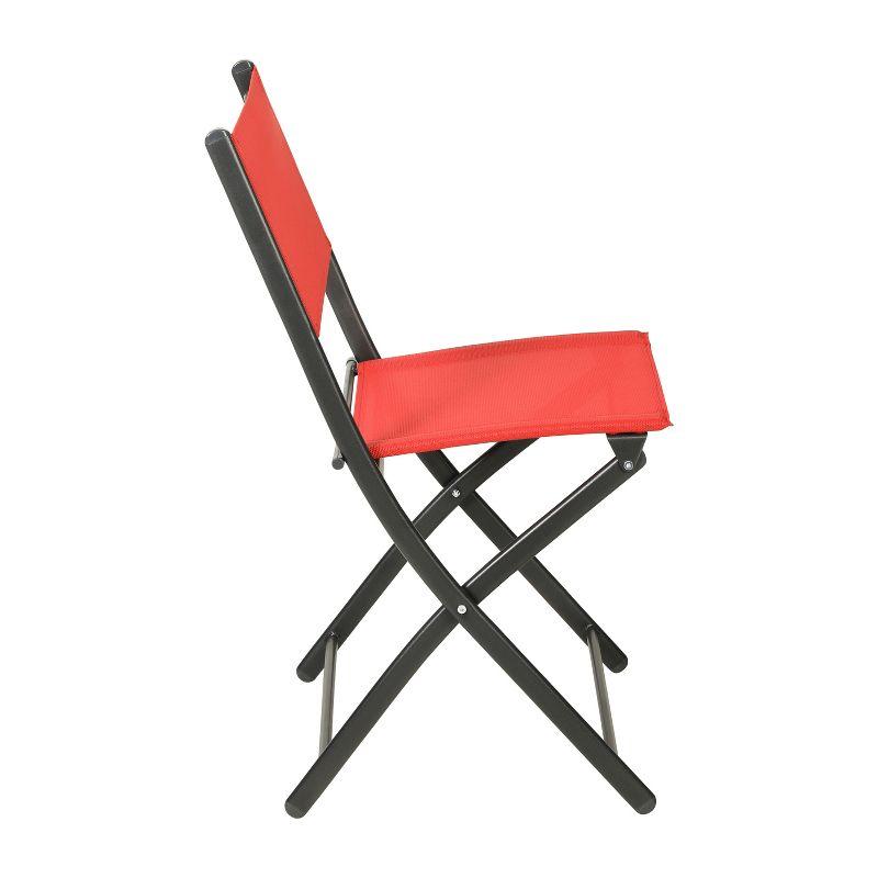 Flash Furniture Brazos Set of 2 Commercial Grade Indoor/Outdoor Folding Chairs with Red Flex Comfort Material Backs and Seats and Black Metal Frames