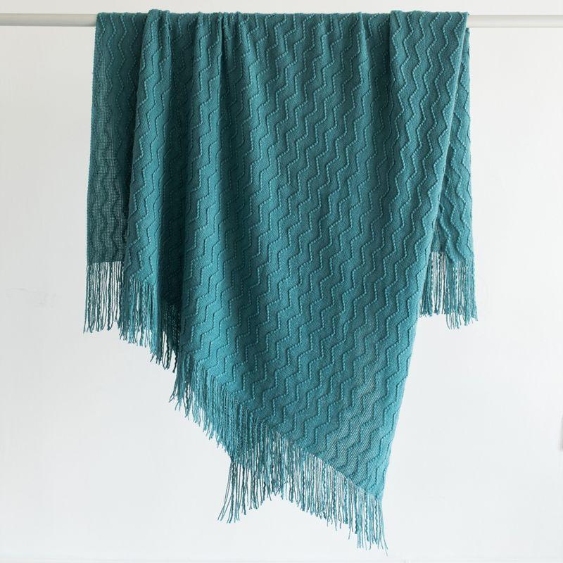 Decorative Throw Blanket - 50x60" Soft Knit with Fringe Edges for a Cozy Touch to Your Living Space