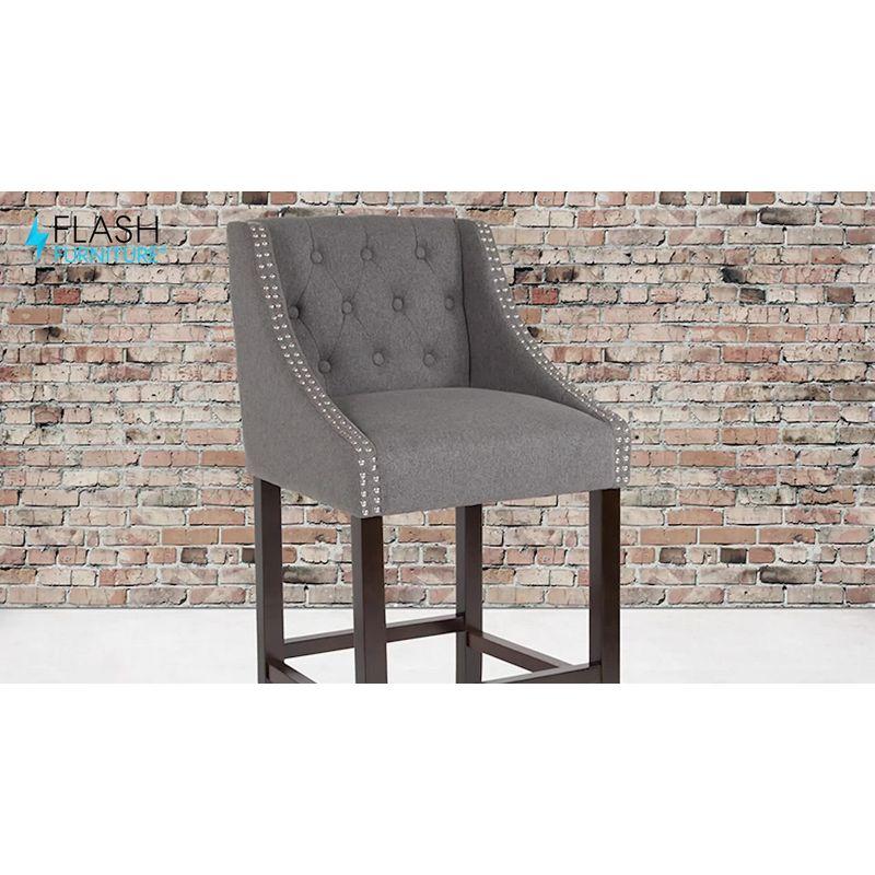 Flash Furniture Carmel Series 30" High Transitional Tufted Walnut Barstool with Accent Nail Trim