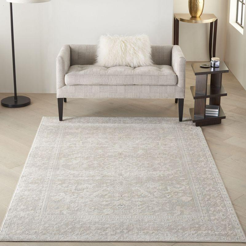 Ivory Rectangular Synthetic Easy Care 4' x 6' Area Rug