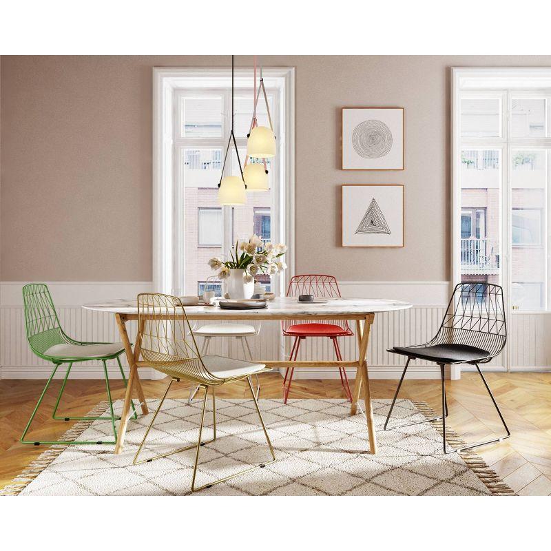 Adore Decor Vivi Boho Modern Eclectic Cafe Wire Metal Chair for Kitchen or Dining Room