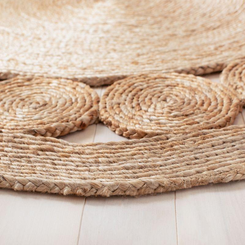 Hand-Knotted Soft Jute 8' Round Area Rug with Non-Slip Backing