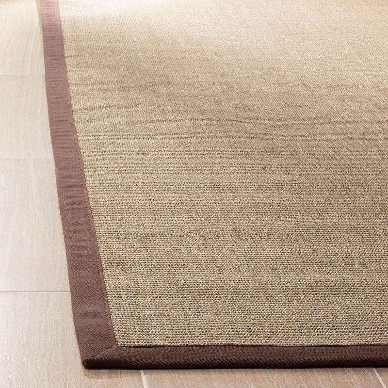 Sage and Brown Sisal Area Rug with Border, 5' x 8'