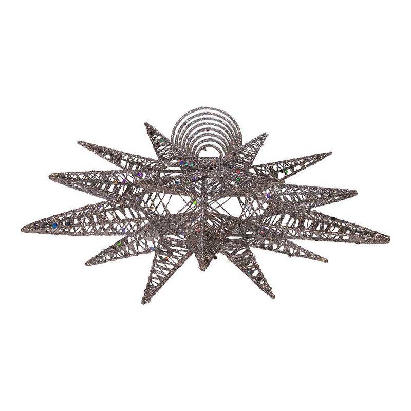 Kurt Adler 15.5-Inch Silver Glitter Wire 3D Star Treetop